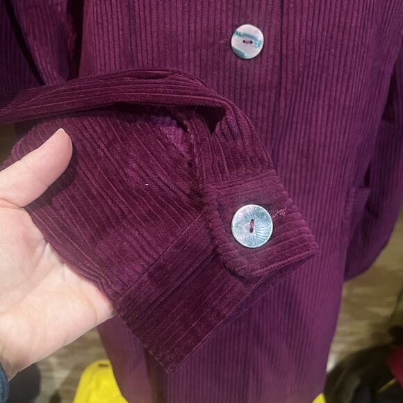 Woman Within Wide Wale Corduroy Shacket Button Chore Jacket Size 14/16 Purple - Picture 8 of 12